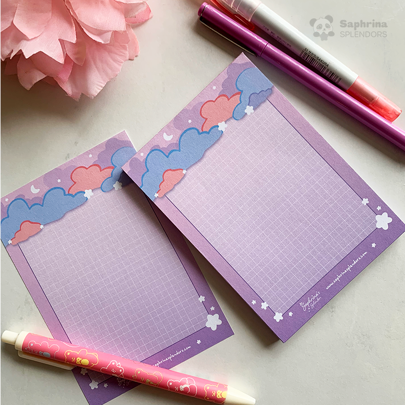Clouds and Stars Pastel Mini Notepad